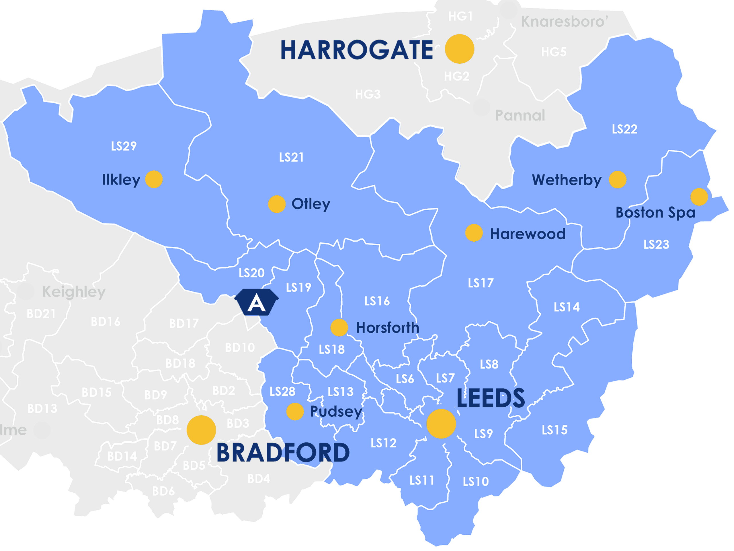 Aireborough-postcode-service-areas-for-Leeds-2026.1 Map for Skip Hire service area in Leeds